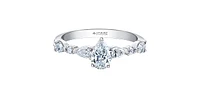 18K White Gold 1.00cttw Pear Cut Canadian Diamond Engagement Ring, Size 6.5