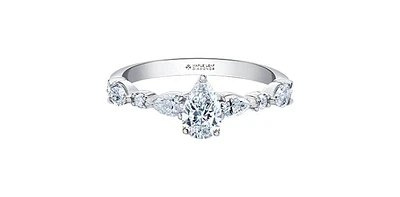 18K White Gold 1.20cttw Pear Cut Canadian Diamond Engagement Ring, Size 6.5