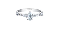 18K White Gold 1.20cttw Pear Cut Canadian Diamond Engagement Ring, Size 6.5