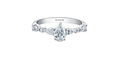 18K White Gold 1.50cttw Pear Cut Canadian Diamond Engagement Ring, Size 6.5