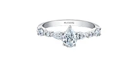 18K White Gold 1.50cttw Pear Cut Canadian Diamond Engagement Ring, Size 6.5