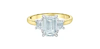 14K Yellow and White Gold 2.45Cttw Lab Grown Emerald Cut Diamond Engagement Ring