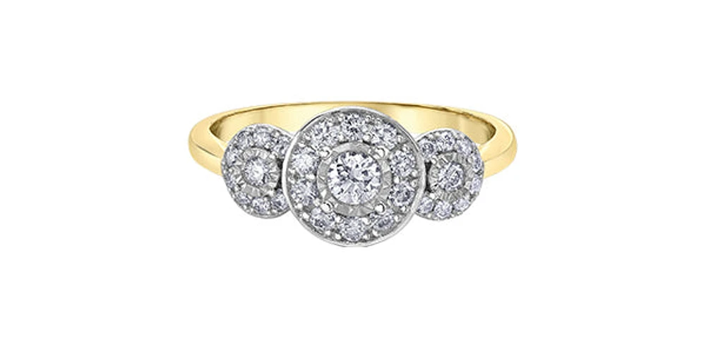 10K Yellow and White Gold 0.50Cttw Round Cut Diamond Engagement Ring