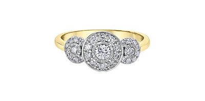 10K Yellow and White Gold 0.50Cttw Round Cut Diamond Engagement Ring