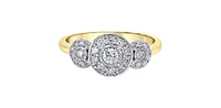10K Yellow and White Gold 0.50Cttw Round Cut Diamond Engagement Ring