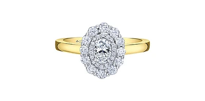 18K White & Yellow Gold /Palladium Alloy (Hypoallergenic) 0.77cttw Canadian Diamond Engagement Ring