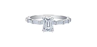 14K White Gold 1.44cttw Canadian Diamond Emerald Cut Engagement Ring
