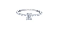 14K White Gold 0.75cttw Canadian Diamond Emerald Cut Engagement Ring