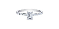 14K White Gold 0.95cttw Canadian Diamond Emerald Cut Engagement Ring