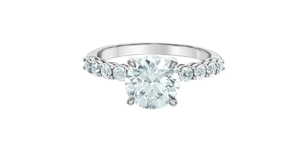 14K White Gold Cttw Lab Grown Round Brilliant Cut Diamond Engagement Ring with Hidden Halo