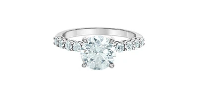 14K White Gold Cttw Lab Grown Round Brilliant Cut Diamond Engagement Ring with Hidden Halo