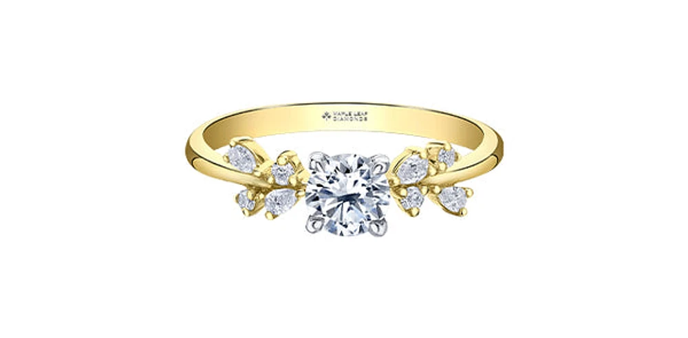 14K Yellow & White Gold 0.67cttw Canadian Diamond Engagement Ring