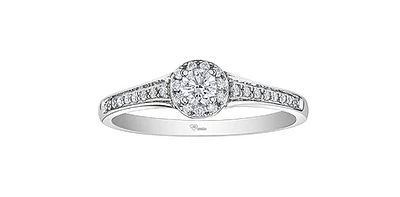 10K White Gold 0.25cttw Canadian Diamond Engagement Ring, Size 6.5