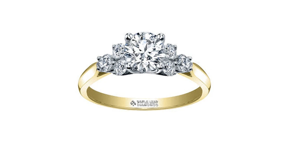 18K Yellow Gold 1.00cttw Canadian Diamond Engagement Ring, Size 6.5