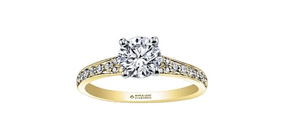 18K Yellow Gold 0.50cttw Round Brilliant Cut Canadian Diamond Engagement Ring - / 14K White