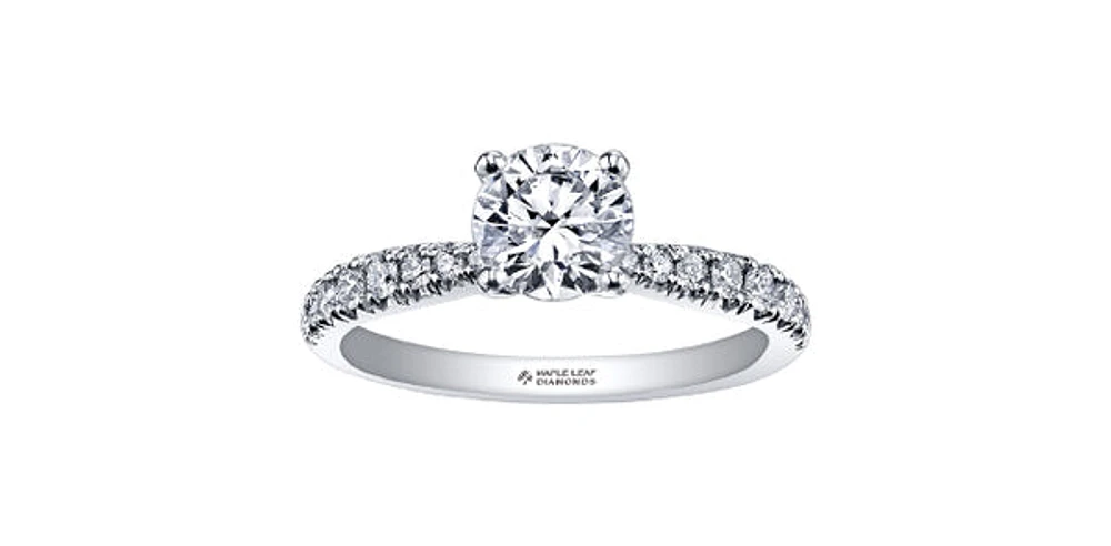 18K White Gold and Palladium 0.60cttw Canadian Diamond Engagement Ring