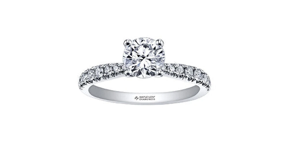 18K White Gold and Palladium 0.80cttw Canadian Diamond Engagement Ring