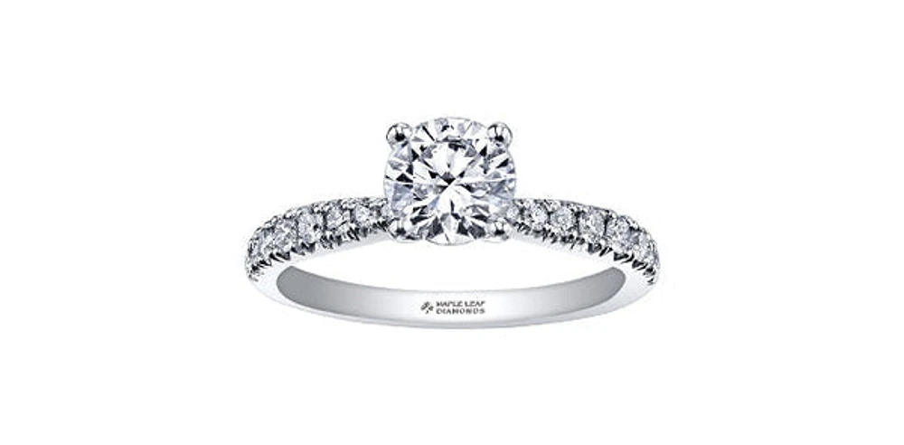 18K White Gold and Palladium 1.00cttw Canadian Diamond Engagement Ring
