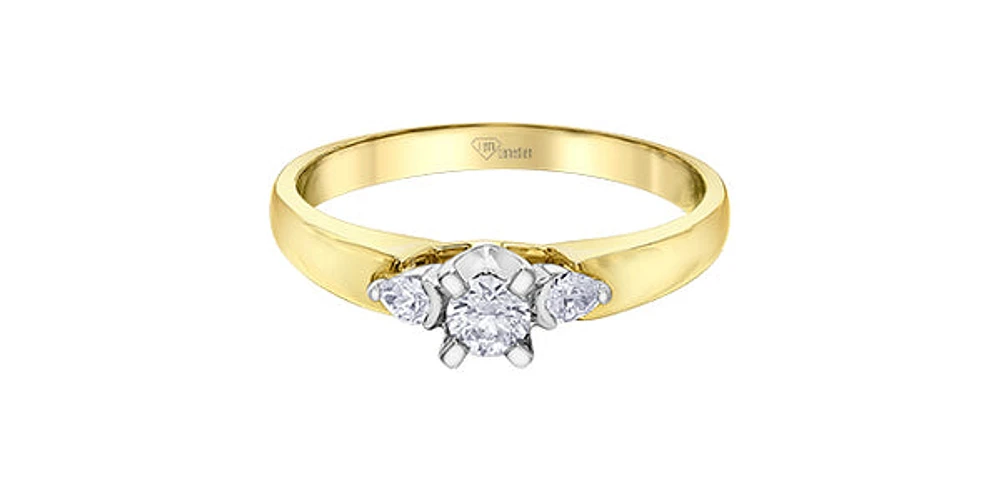 10K Yellow & White Gold 0.25cttw Canadian Diamond Engagement Ring - / 4.5