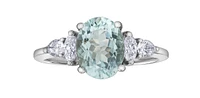 14k Gold Aquamarine and Diamond Ring