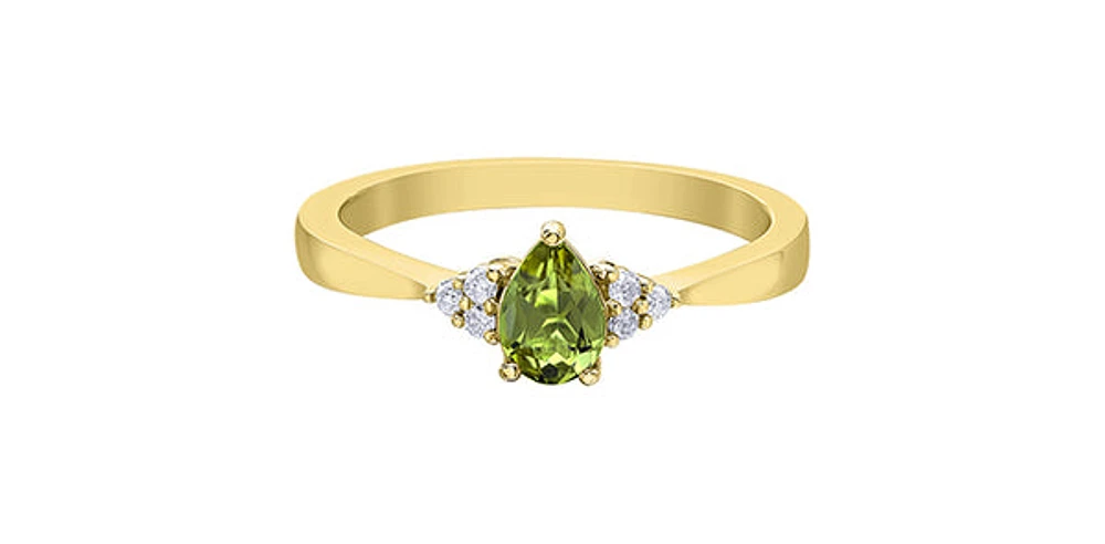 10K Yellow Gold Peridot and Diamond Ring