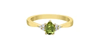 10K Yellow Gold Peridot and Diamond Ring