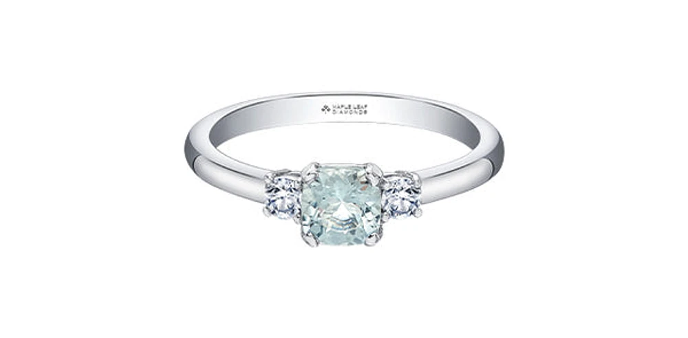 14k White Gold Aquamarine and Diamond Ring