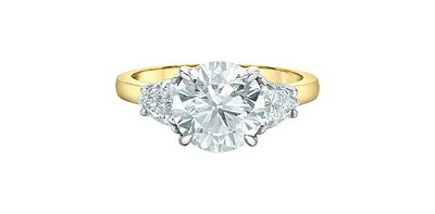 14K Yellow and White Gold 3.75Cttw Lab Grown Round Cut Diamond Engagement Ring