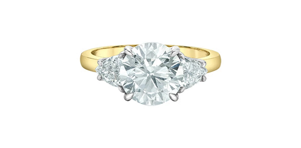 14K Yellow and White Gold 2.45Cttw Lab Grown Round Cut Diamond Engagement Ring