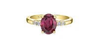 10K Yellow Gold Oval Cut Rhodolite Garnet and Diamond Ring