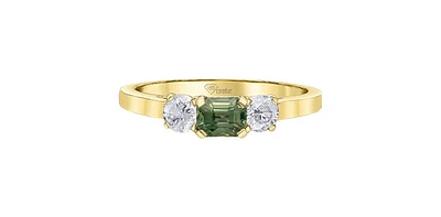14K Yellow Gold Green Sapphire & Diamond Ring