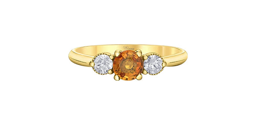 14K Yellow Gold Sapphire & Diamond Ring