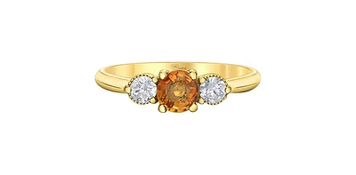 14K Yellow Gold Sapphire & Diamond Ring