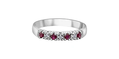 10K White Gold 0.02cttw Diamond with Ruby Ring