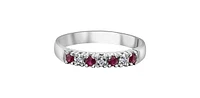 10K White Gold 0.02cttw Diamond with Ruby Ring