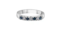 10K White Gold 0.02cttw Diamond with Sapphire Ring - Size 6.5