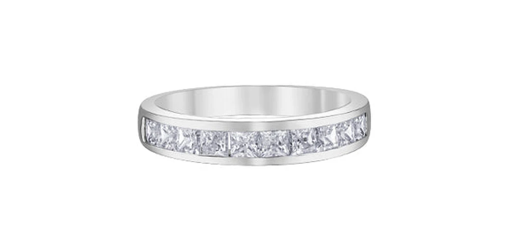 14K White Gold 1.00cttw Princess Cut Diamond Channel Anniversary Band, 6.5 - /