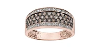 10K Rose Gold 0.65cttw Brown Diamond Ring with Black Rhodium Enhanced Top