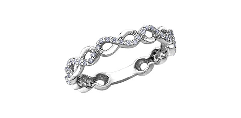 10K White Gold 0.15cttw Diamond Infinity Ring - /