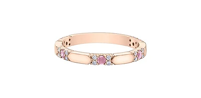 10K Rose Gold Pink Sapphire & Diamond Ring, size 5.75 - 4.5
