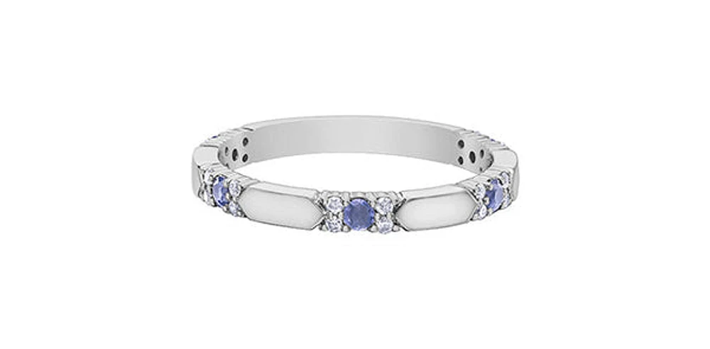 TRACKING - 10K White Gold Tanzanite & Diamond Ring, size 6.5