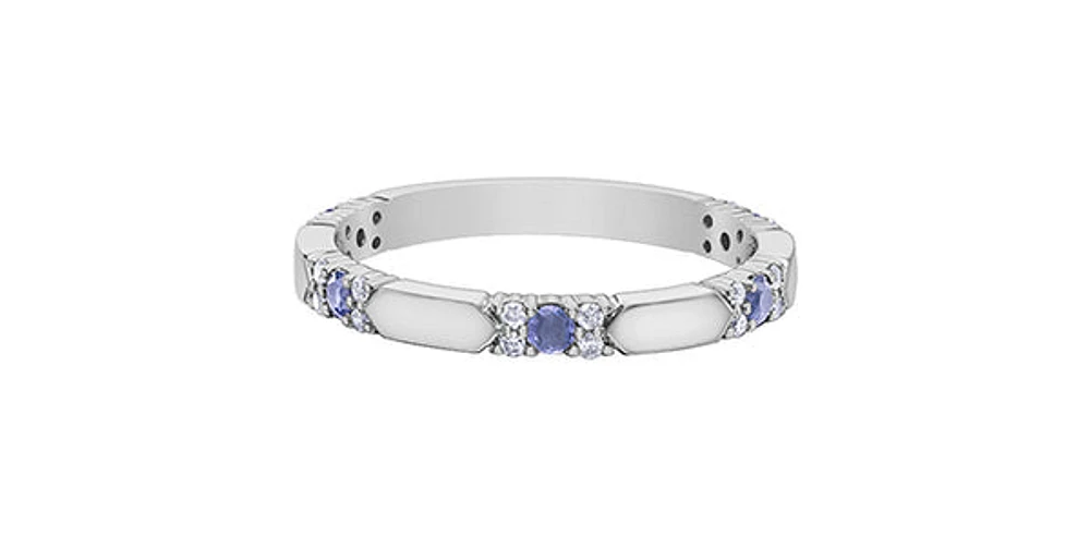 10K White Gold Tanzanite & Diamond Ring, size 6.5