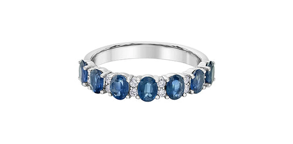 10K White Gold Sapphire & Diamond Ring, size 6.5