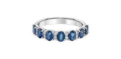10K White Gold Sapphire & Diamond Ring, size 6.5