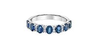 10K White Gold Sapphire & Diamond Ring, size 6.5