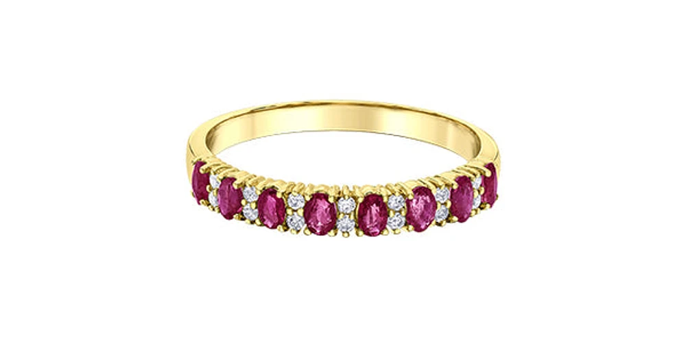 10K Yellow Gold 3x2 mm Ruby and 0.084 cttw Diamond Ring - 4