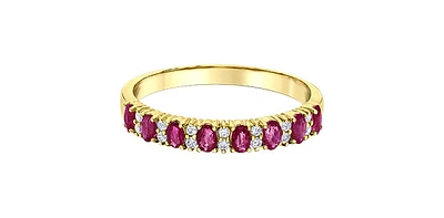 10K Yellow Gold 3x2 mm Ruby and 0.084 cttw Diamond Ring - 4
