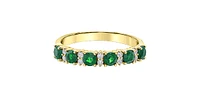 10K Yellow Gold Genuine Emerald & 0.10cttw Diamond Ring