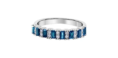 10K White Gold Sapphire & Diamond Ring