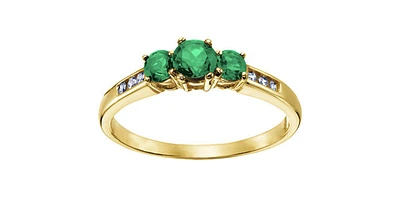 10K Yellow Gold Emerald & Diamond Ring